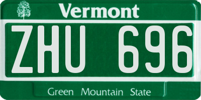 VT license plate ZHU696