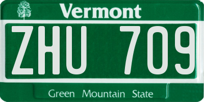 VT license plate ZHU709