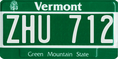 VT license plate ZHU712
