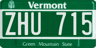 VT license plate ZHU715