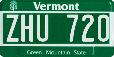 VT license plate ZHU720
