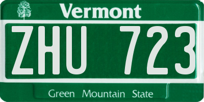 VT license plate ZHU723