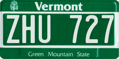VT license plate ZHU727