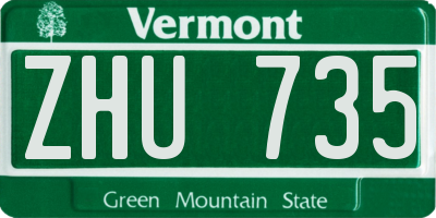 VT license plate ZHU735