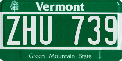 VT license plate ZHU739