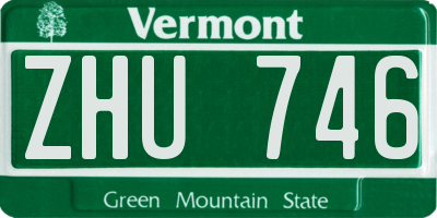 VT license plate ZHU746