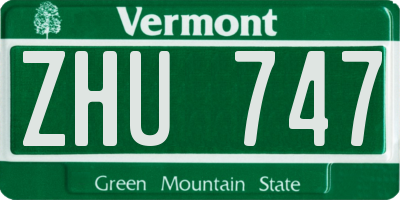VT license plate ZHU747