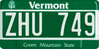 VT license plate ZHU749