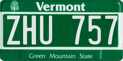 VT license plate ZHU757