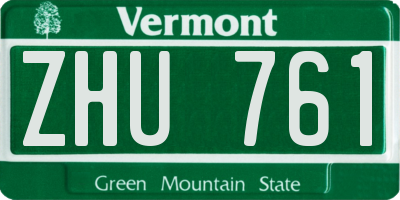 VT license plate ZHU761