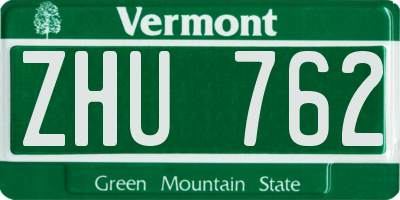 VT license plate ZHU762