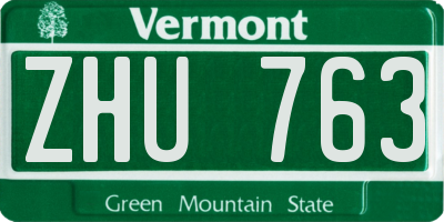 VT license plate ZHU763