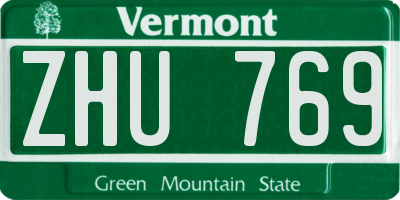VT license plate ZHU769