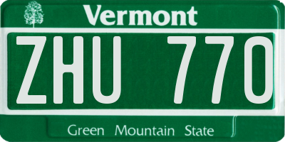VT license plate ZHU770