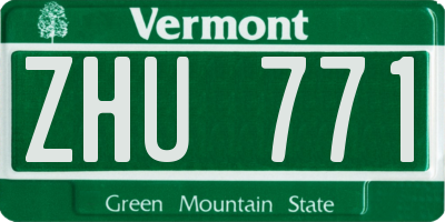 VT license plate ZHU771