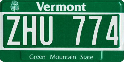 VT license plate ZHU774