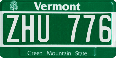 VT license plate ZHU776