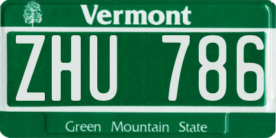 VT license plate ZHU786