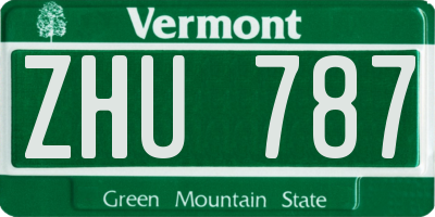 VT license plate ZHU787