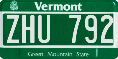 VT license plate ZHU792