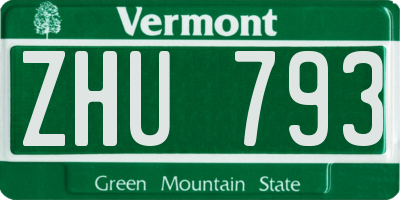 VT license plate ZHU793
