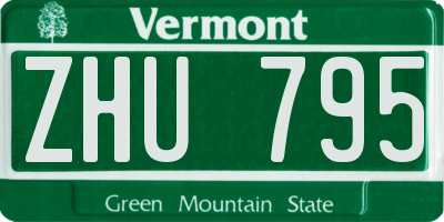 VT license plate ZHU795