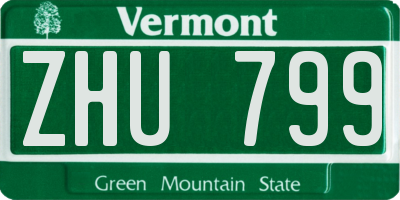 VT license plate ZHU799