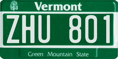 VT license plate ZHU801