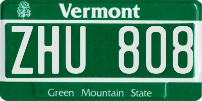 VT license plate ZHU808