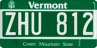 VT license plate ZHU812