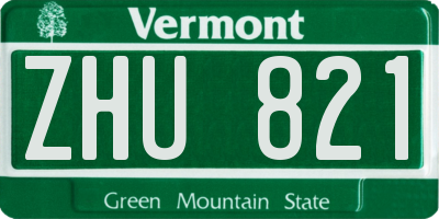 VT license plate ZHU821