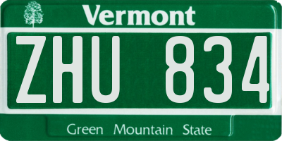VT license plate ZHU834