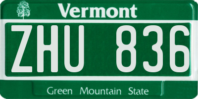 VT license plate ZHU836