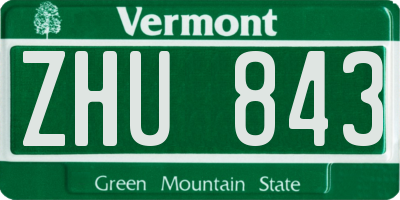 VT license plate ZHU843