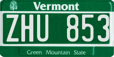 VT license plate ZHU853