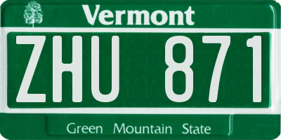 VT license plate ZHU871