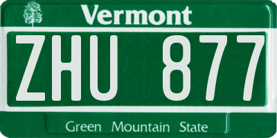 VT license plate ZHU877