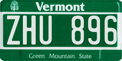 VT license plate ZHU896