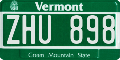VT license plate ZHU898
