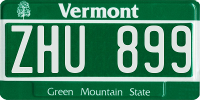 VT license plate ZHU899