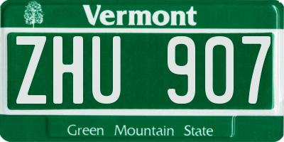 VT license plate ZHU907