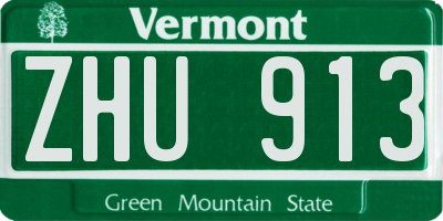 VT license plate ZHU913