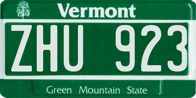 VT license plate ZHU923