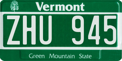 VT license plate ZHU945
