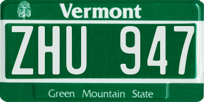 VT license plate ZHU947