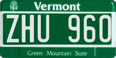 VT license plate ZHU960