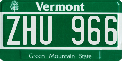 VT license plate ZHU966