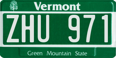 VT license plate ZHU971