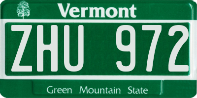 VT license plate ZHU972