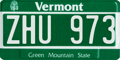 VT license plate ZHU973